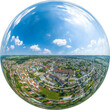 Gersthofen bei Augsburg im Luftbild, Little Planet-Ansicht, freigestellt