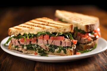 Canvas Print - brick-pressed grilled tuna sandwich on sourdough