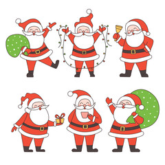 Wall Mural - Set of Santa Claus characters. Santa Claus in different poses. Elements for Christmas cards and banners.