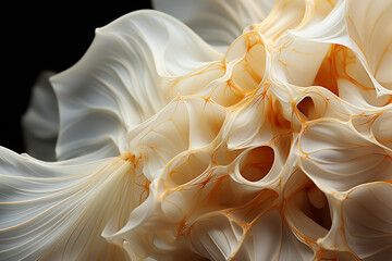 Leinwandbilder - A close-up image of a silky white cocoon, showcasing the delicate threads tightly woven together.  