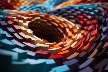 Fototapete - An abstract photograph capturing the unique angles and geometric patterns of a spiral staircase. 