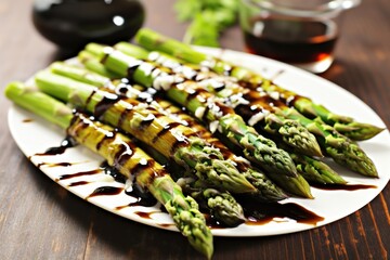 Wall Mural - grilled asparagus with balsamic glaze drizzled over