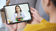 Asian woman patient make video call counseling doctor about healthcare by digital tablet, Telemedicine, Pharmacist