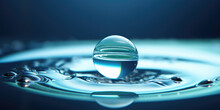 Water Conservation Image Depicting A Droplet, Falling Into A Mass Of Water