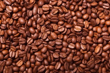 Canvas Print - extreme close-up of brown roasted coffee bean texture