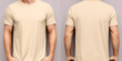 A Stylish Men's Beige T-shirt Mockup, Front and Back view, Perfect for Cozy Comfort and Fashion Forward Chicness