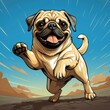 Cute Pug Dog Dabbing , Cartoon, Icon Illustration