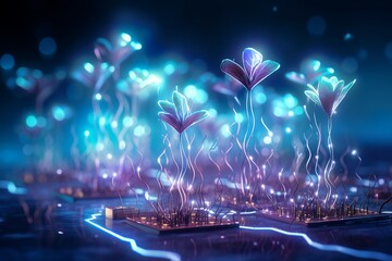 Sticker - glowing plants growing