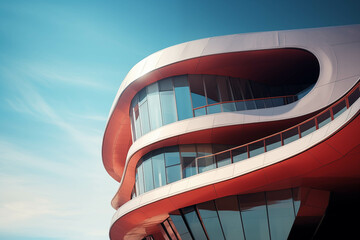 Poster - A Vibrant Building with Charming Balconies and a Striking Color Palette Generative AI. Created With Generative AI Technology