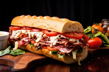 Wall Mural - a sub sandwich filled with various meats and cheese