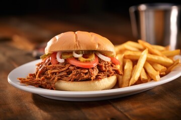 Wall Mural - pulled pork sandwich with crispy bacon on top