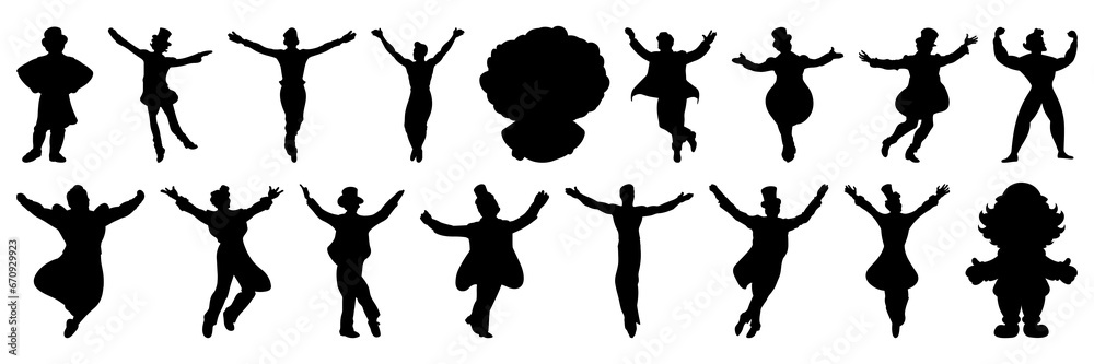 Circus silhouettes set, large pack of vector silhouette design ...