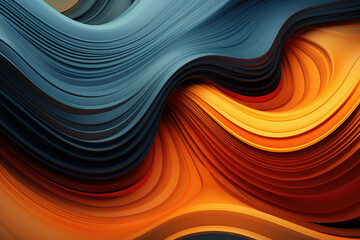 Wall Mural - 3D Abstract background with blue and orange waves.