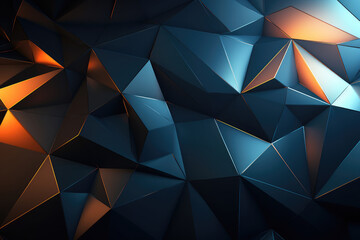 Wall Mural - 3d abstract geometric shapes in low poly style. Futuristic background design. Generative AI