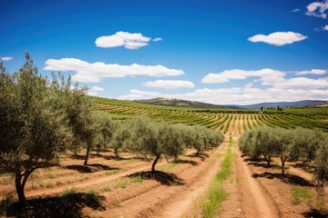 Poster - broad view of an olive orchard