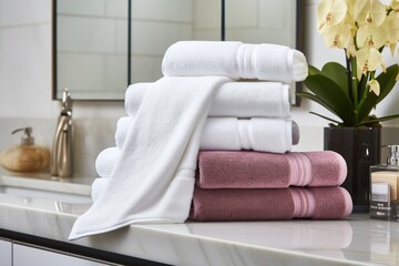 Wall Mural - matching towels with different names in a bathroom