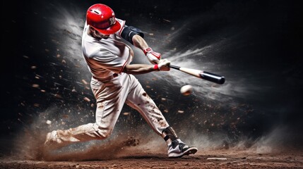 Wall Mural - Baseball player hitting ball hard.