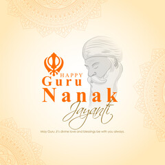 Wall Mural - Vector illustration of Guru Nanak Jayanti social media feed template