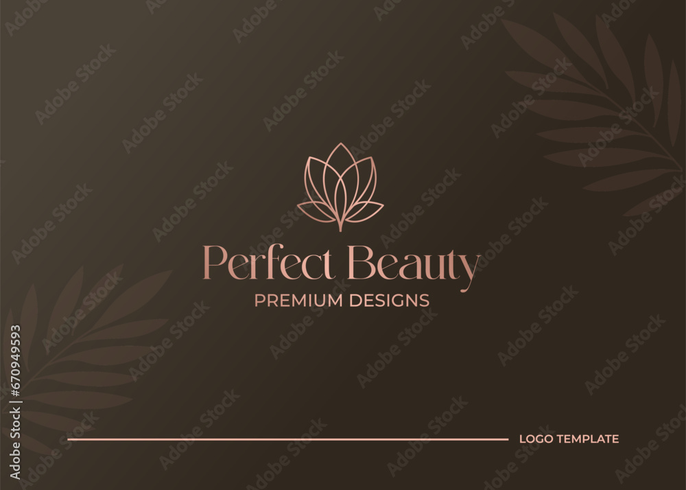 luxury minimal linear lotus flower beauty spa logo design Stock Vector ...