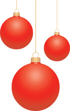 3 Boules De Noël Rouges Avec Suspensions En Or