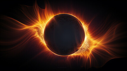 Wall Mural - solar eclipse with sun and moon.