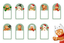 Collection Of Funny Christmas Cookies Label Stickers With Name Tag