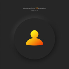 Poster - Round button with a person icon on a black background. User interface elements in the style of neumorphism, UX, Ui. Vector illustration.