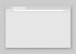 Browser window. Realistic gray empty browser window with toolbar, search bar and shadow on a light background. Vector illustration.