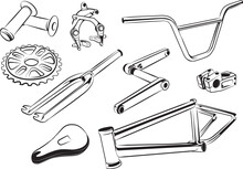 Illustration Of A BMX Bike And Bicycle Parts