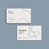 Fototapeta  - a minimal and creative psychology business card in blue and white color