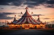 Circus tent against the sky in evening. Circus poster, poster. World Circus Day. Generated by artificial intelligence