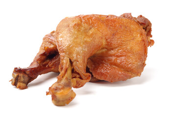 Poster - grilled chicken leg  on white background 