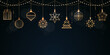 Christmas and Happy New Year banner with golden decorations