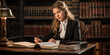 Female barrister working in Chambers wearing legal gowns