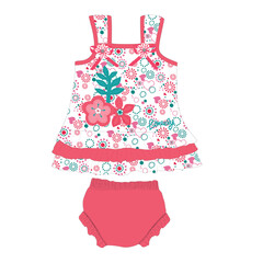 Wall Mural - baby frocks with pants flower print