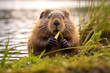 Marmot in the nature water