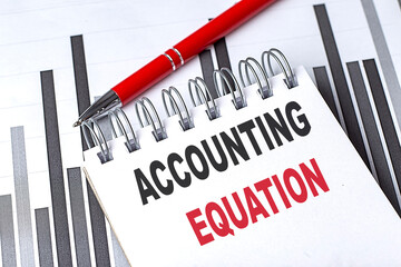 Poster - ACCOUNTING EQUATION text written on notebook with pen on chart