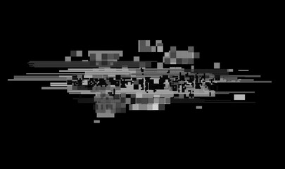 Wall Mural - horizontal distortion of broken video image on black background, vhs effect, glitch digital color pi