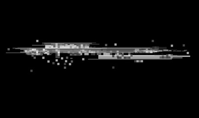Wall Mural - horizontal distortion of broken video image on black background, vhs effect, glitch digital color pi