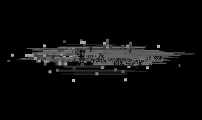 Wall Mural - horizontal distortion of broken video image on black background, vhs effect, glitch digital color pi
