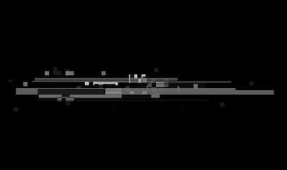 Wall Mural - horizontal distortion of broken video image on black background, vhs effect, glitch digital color pi
