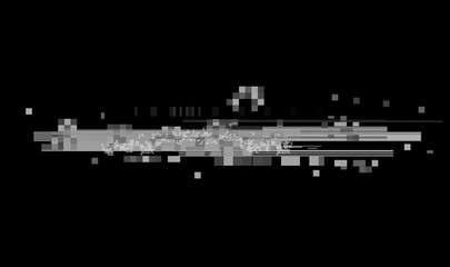 Wall Mural - horizontal distortion of broken video image on black background, vhs effect, glitch digital color pi