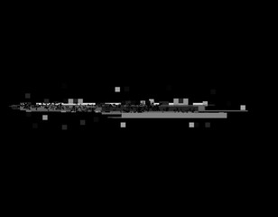 Wall Mural - horizontal distortion of broken video image on black background, vhs effect, glitch digital color pi