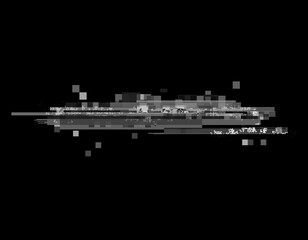 Wall Mural - horizontal distortion of broken video image on black background, vhs effect, glitch digital color pi