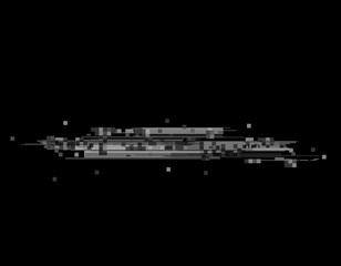 Wall Mural - horizontal distortion of broken video image on black background, vhs effect, glitch digital color pi