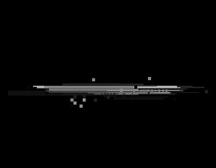 Wall Mural - horizontal distortion of broken video image on black background, vhs effect, glitch digital color pi
