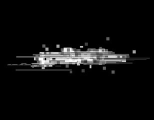 Wall Mural - horizontal distortion of broken video image on black background, vhs effect, glitch digital color pi