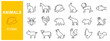 Animals icons collection. Thin line animal icons set. Vector