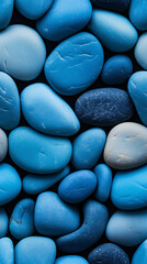 Wall Mural - Photorealistic seamless pattern of blue pebbles.