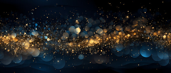 Wall Mural - luxury christmas pattern, abstract starry night illustration, metallic gold and midnight blue, white sparkle